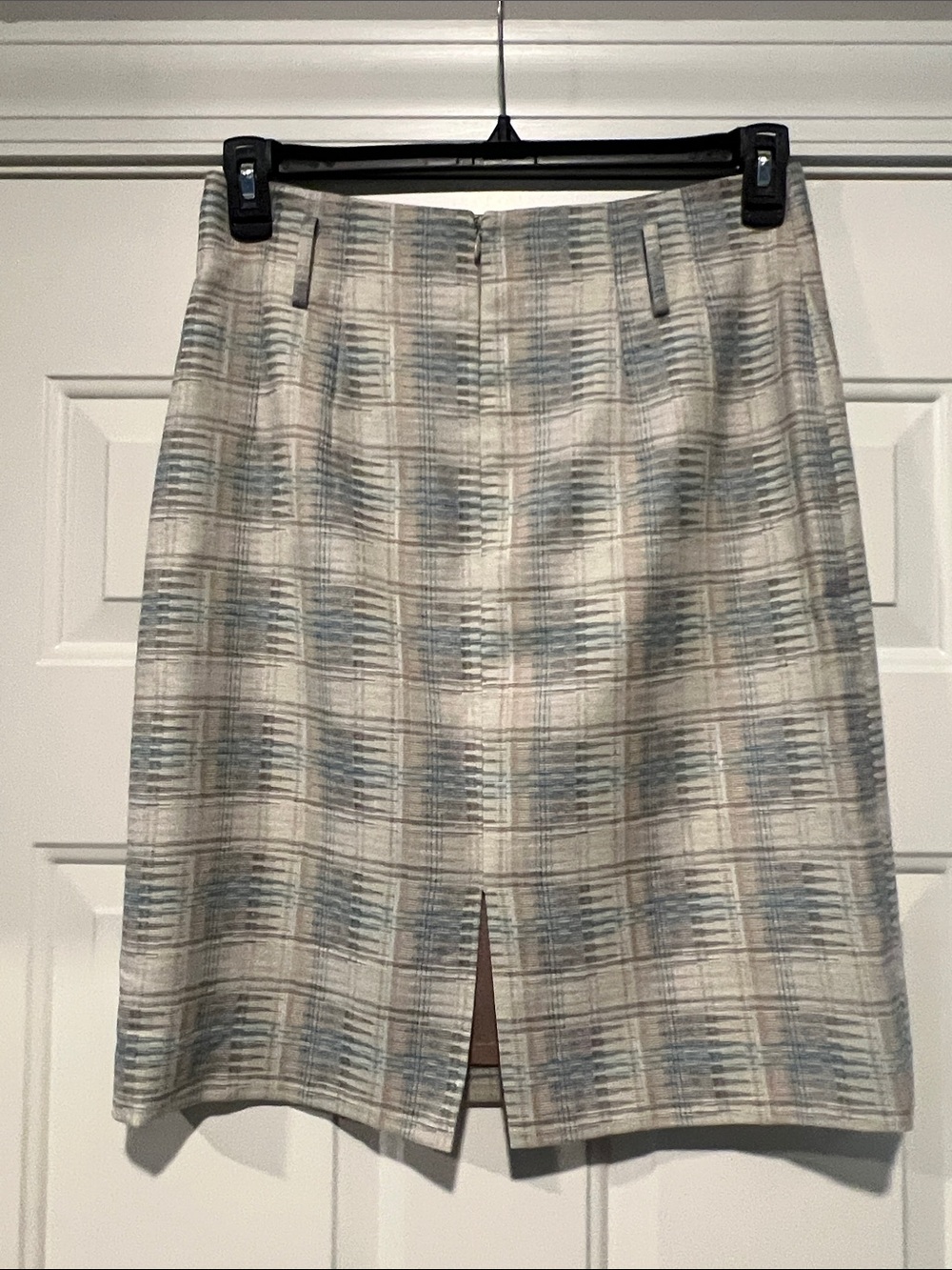 Antonio Melani Sz 6 Beige/Blue Pencil Skirt Career Work Business Academia Preppy - Picture 2 of 9
